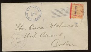 Canal Zone 3 Overprint Used on Cover with APEX Cert LV9255