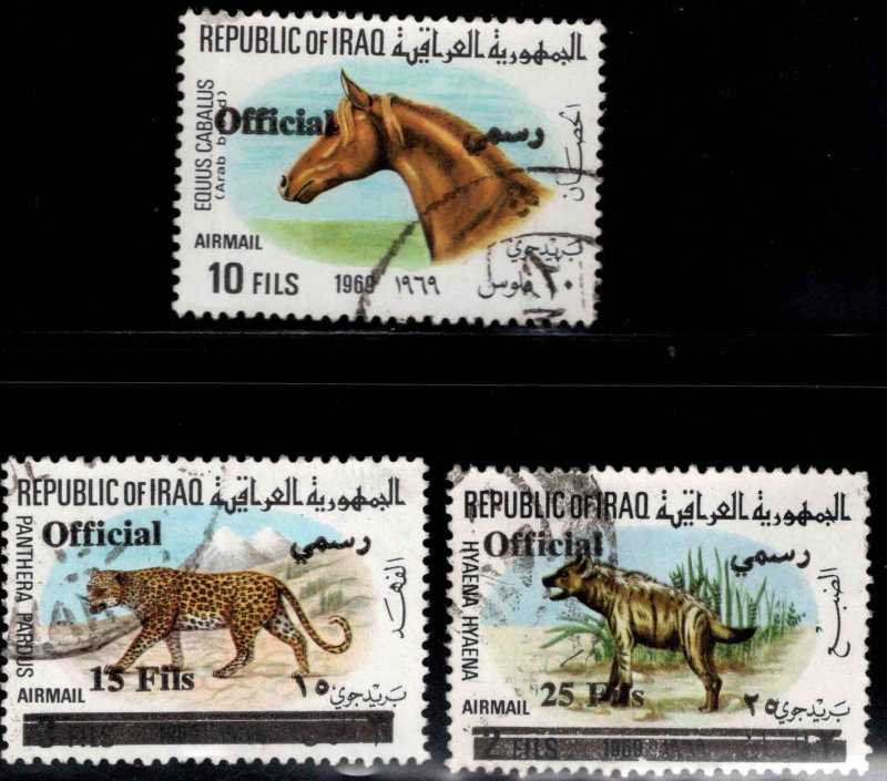 Iraq Scott Co5-7 Used Official Animal overprint set.