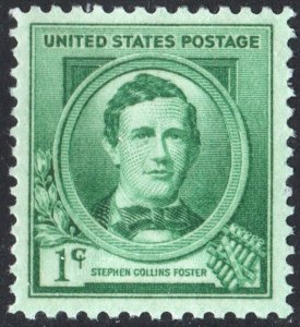 SC#879 1¢ Famous Americans: Stephen Foster Single (1940) MNH