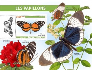 Central Africa - 2023 Hecale Longwing Butterfly - Stamp Souvenir Sheet CA230313b