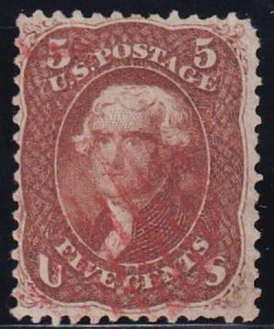 US 75 Used F Bright Red Brown Shade (Premium But Unlisted) Red Grid Cancel (+...