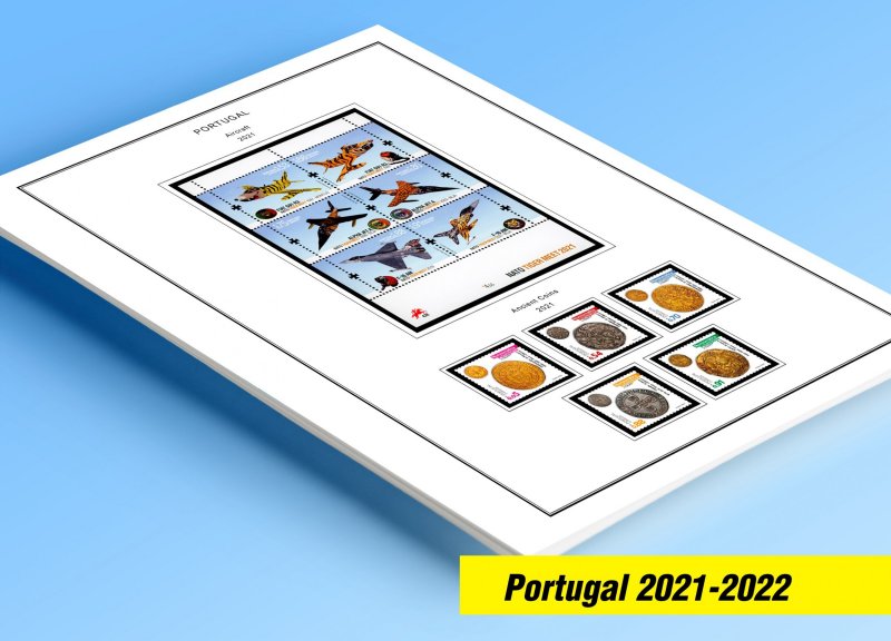 COLOR PRINTED PORTUGAL 2021-2022 STAMP ALBUM PAGES (32 illustrated pages)