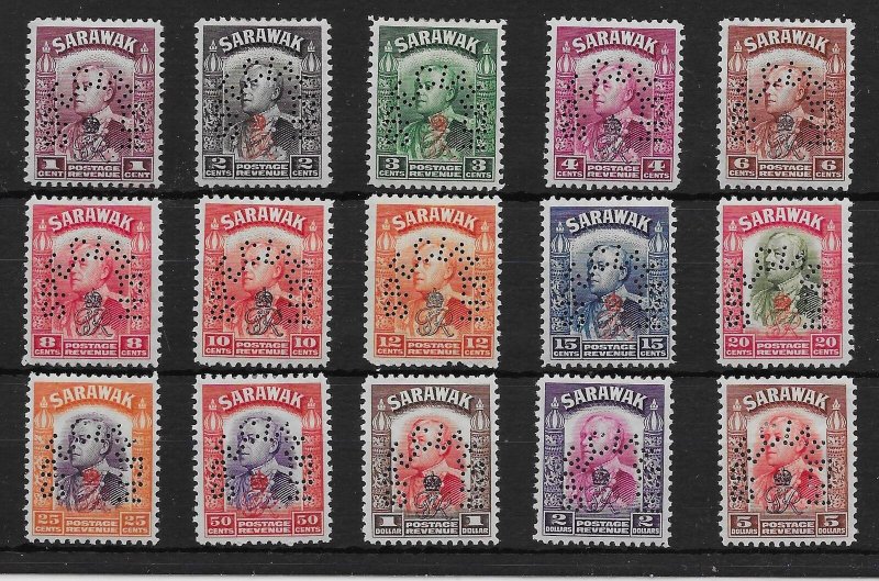 SARAWAK SG150s/64s 1947 CROWN COLONY SET PERF SPECIMEN MTD MINT