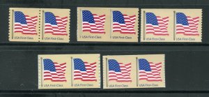 4129 - 4136 US Flag First Class (41¢) Complete Coil Stamp Pair Set MNH 2007