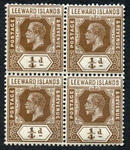 Leeward Is SG81 1/4d Brown Die 1 wmk Mult Script U/M Block Cat 80++ pounds