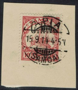 SAMOA 1914 GRI YACHT 1D ON 10PF USED ON PIECE 