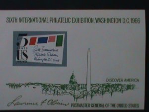 UNITED STATES-1966 SC#1311 6TH INTERNATIONAL STAMP SHOW-(WASH.DC) MNH S/S VF