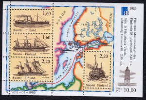 Finland 1986 Postal Ships Mint MNH Miniature Sheet
