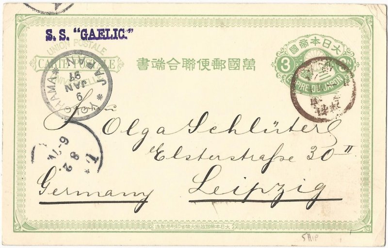 Japan 1897 'SS Gaelic Postcard - In 1902 Sailed w/ 1st Korean Immi...