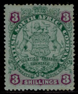 RHODESIA QV SG36, 3s green & mauve blue, UNUSED. Cat £90.