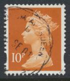 GB Machin 10p SG Y1676  SC# MH250  Used  2 phosphor bands  see details