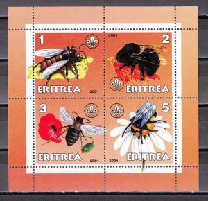 Eritrea, 2001 Cinderella issue. Bees on a sheet of 4.