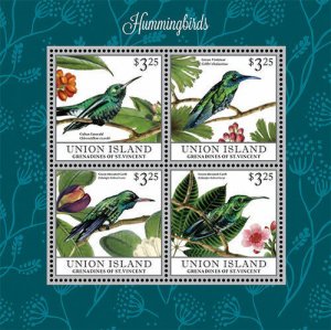 Union Island 2013 - Hummingbirds Sheet of 4 Stamps - MNH