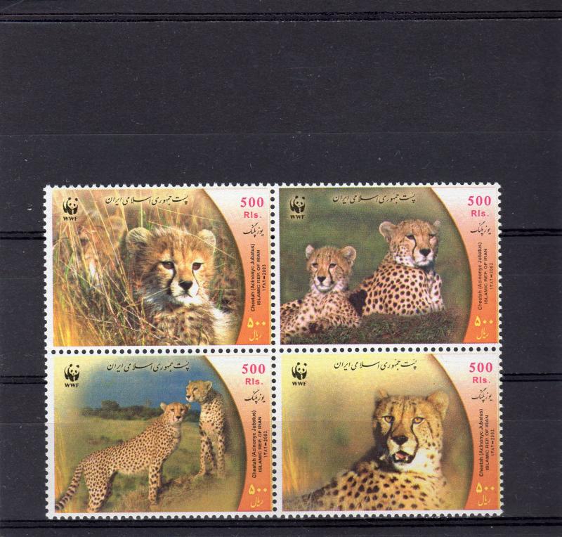 Iran 2003 Sc#2876  WWF Cheetah Block of 4 MNH VF