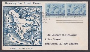 USA 1945 The Navy FDC to New Zealand.......................................A1661