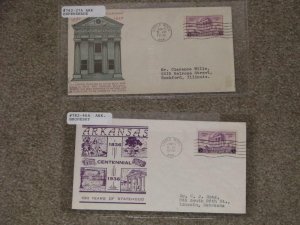 Arkansas, 2 1936 FDC`s, Cachets by Espenshade & Bronesky