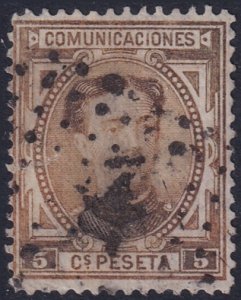 Spain 1876 Sc 222 used rombo de puntos cancel