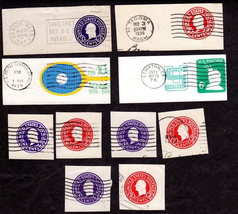 USA, Cut Squares, Lot of 10 used cut squares.  Lot 230811 -24