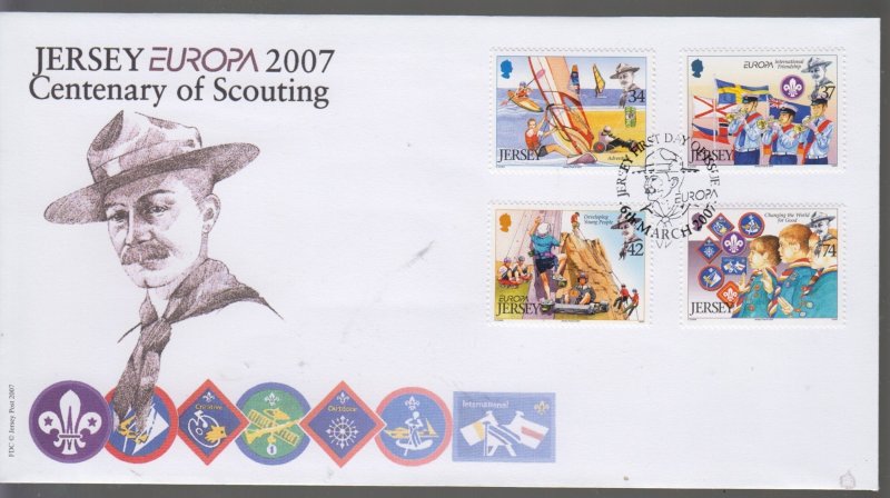 Jersey 2007,  Europa - Scouting,  Set of 4 on FDC