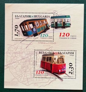 Bulgaria Bulraien 2021 120th anniversary of the Tramways of Sophia block MNH