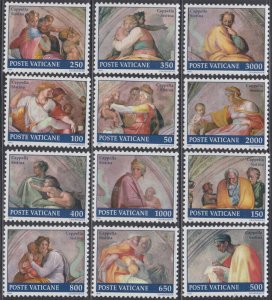 VATICAN Sc # 870-81 CPL MNH - PAINTINGS of the SISTINE CHAPEL