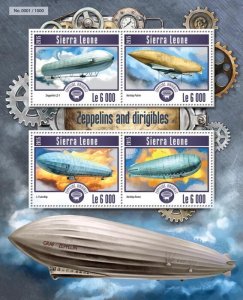 SIERRA LEONE - 2015 - Zeppelins & Dirigibles - Perf 4v Sheet - Mint Never Hinged