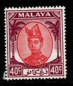 MALAYA TRENGGANU SG83 1949 40c RED & PURPLE MNH