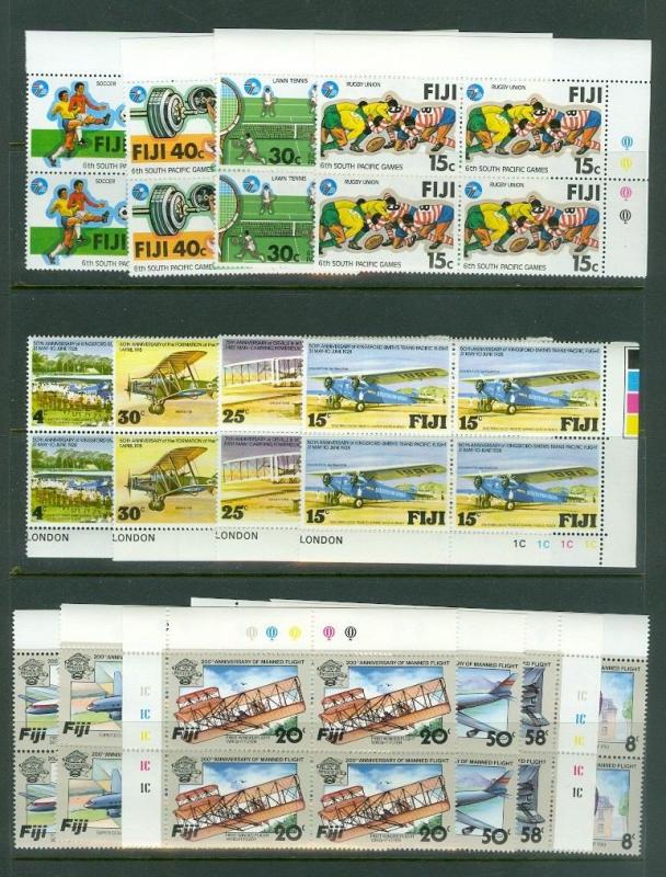 EDW1949SELL : FIJI VF, Mint NH collection of Blocks of 4. ALL CPLT sets Cat $294