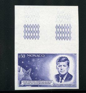 MONACO 1964 JOHN F. KENNEDY MEMORIAL STAMP IMPERF COLOR PROOF IV  MINT NH