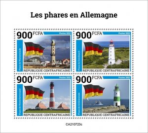 2021/11 - CENTRAL AFRICAN - LIGHTHOUSES OF GERMANY    4V  complet set   MNH ** T