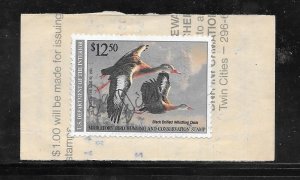 #RW57 Used Federal Duck Stamp on License Piece