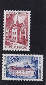 Luxembourg   #639-640  MNH   1980  archives building   Ettelbruck town hall