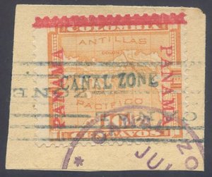 US Canal Zone Scott #3 Used, VF, PFC (Graded 80)