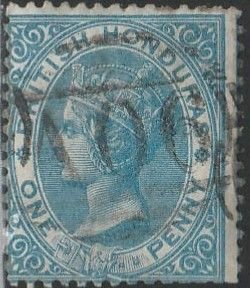 British Honduras, #1 Used From 1866   trimmed perfs  1/10 Cat  unwmkd.