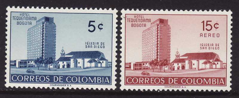 Colombia #638, C273 F-VF Mint NH ** Hotel and Church