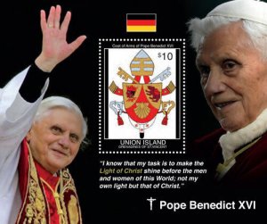 UNION ISLAND 2014 - POPE BENEDICT XVI STAMP SOUVENIR SHEET (#2) MNH