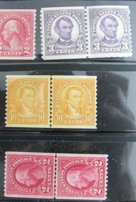 c1925 United States  SC #597-606  MNH  Coil Pairs Line Pairs 