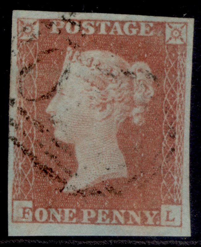 GB QV SG9, 1d pale red-brown, VERY FINE USED. Cat £45.  FL 