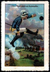 Vintage Germany Poster Stamp Early Baron von Munchausen As A Scout