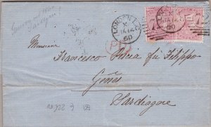 1860 GREAT BRITAIN - No. 18 4p Pink 2 copies on letter