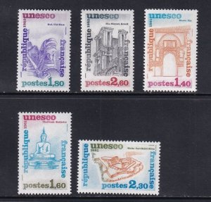 France Unesco #2O24-2O28 MNH 1981-82 fort , building , Hue , Church , deity