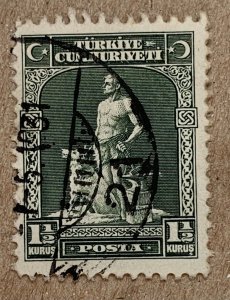 Turkey 1930 1.5k Blacksmith & His Wolf, used. Scott 685, CV $0.50. Isfila 1214
