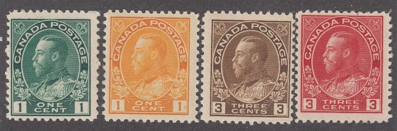 Canada #104, 105, 108, 109 Mint Admiral Issue