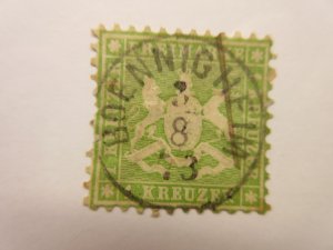 German States WURTTEMBERG Scott 34 USED PERFS LEFT Lot11.2 Cat $13.50