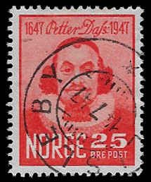 Norway #290 Used LH; 25o Peter Dass (1947)