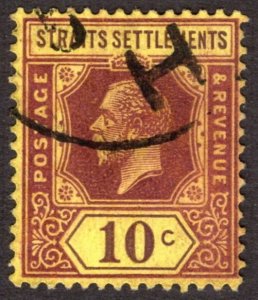 1926, Straits Settlements 10c, Used, Sc 191