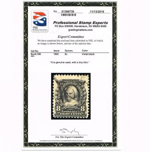 EXCEPTIONAL GENUINE SCOTT #306 F-VF USED MARTHA WASHINGTON PSE CERT #20321