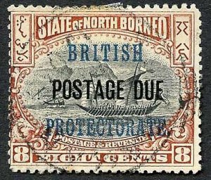 North Borneo SGD43 8c Black and Brown Post Due used Cat 6.5 Pounds