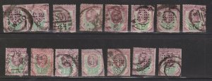 GREAT BRITAN Scott # 112 Used - Queen Victoria Perfin Lot - Some With Faults