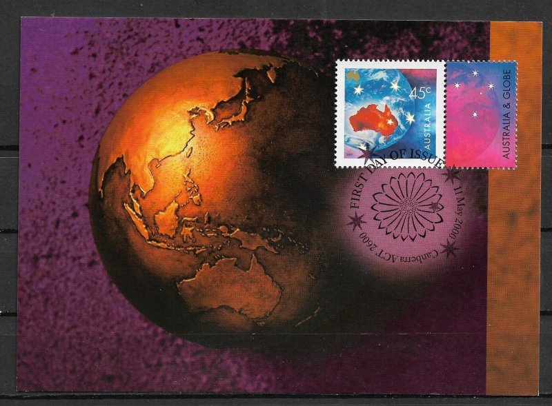 20001 Australia #1831 Australia & Globe maxi card